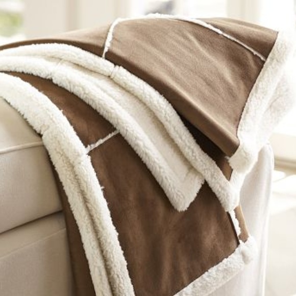Pottery Barn Other - Pottery Barn Brown Faux Shearling Throw Blanket